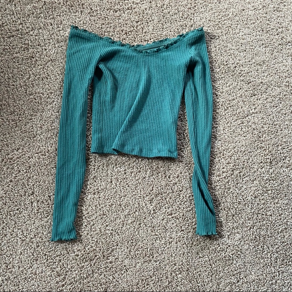 Off the Shoulder Green Top